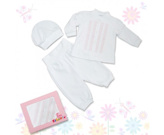 Pink Ornament 3-Piece Baby Gift Set 
