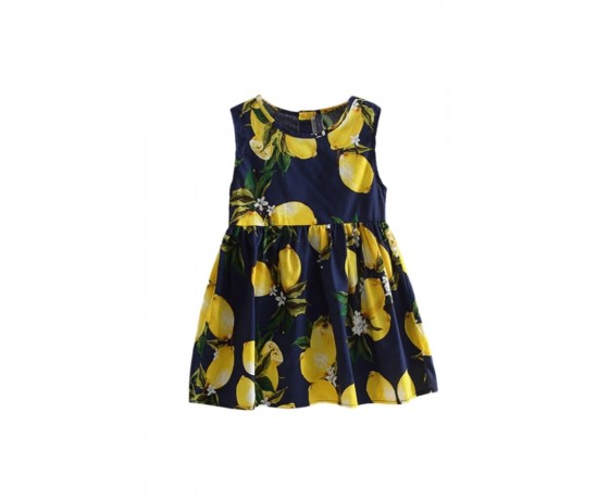 Lemon Print Girl's Dress