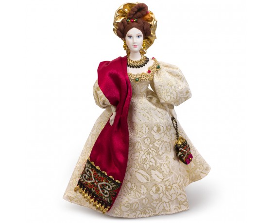 Принцесса София/Придворная дама в платье с бордовым палантином.