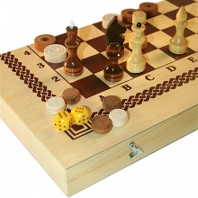 Three-in-One Game(Chess Set, Backgammon and Checkers)