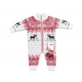 Baby Zip One-piece in Red&White