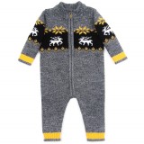Baby One-piece in Gray with Yellow Ornament