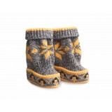 Wool Blend Booties with Yellow Ornament