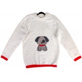 Dog Print Children's Sweater in White